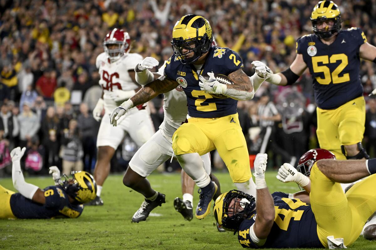 Michigan beats Alabama 27 20 in OT at the Rose Bowl will face